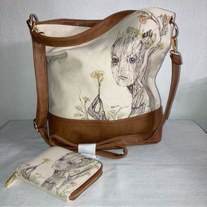 Loungefly marvel Groot shoulder/crossbody bag W/Wallet NEW